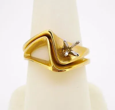 £443.21 • Buy Rings 14k Yellow Gold Wedding Set Mounting 1/4 Carat Stone 4 Prong Matching Band