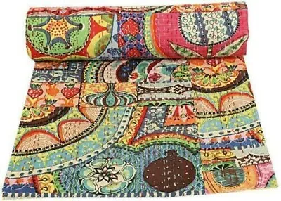 £38.39 • Buy Israel Print Kantha Quilt Cotton Indian Bedspread Handmade Bedding Blanket Throw
