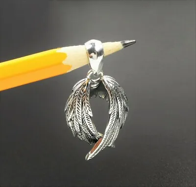Shiny 925 Sterling Silver Hugging Bird Angel Wings Feather Pendant Unisex Unique • $29.95