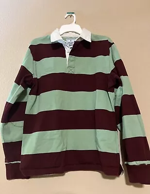 Marc Ecko Men’s Vintage Stripped Rugby Shirt (maroon & Green) W/ Padded Elbows • $24.99