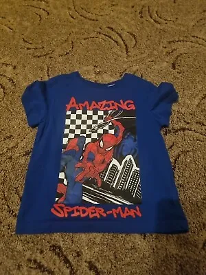 Marvel Spiderman Primark Blue Tshirt Age 3-4 Years • £2