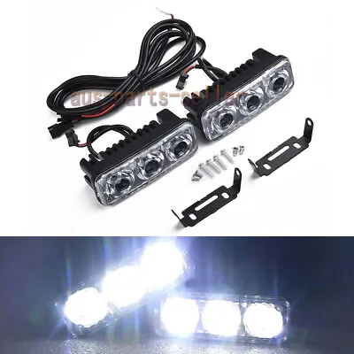 2x 3 LED Super White High Power Universal Car DRL Daytime Running Light Fog Lamp • $12.70