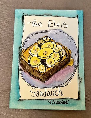 ACEO The Elvis Sandwich Peanut Butter Banana Food Art Watercolor  Penny StewArt • $12.99