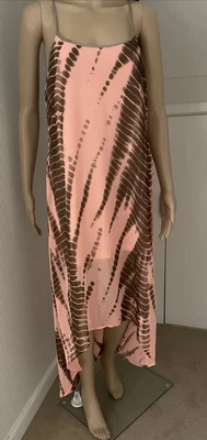 £12 • Buy River Island - Coral Brown Tie Dye Chiffon Holiday Dip Back Strappy Dress - 8 10