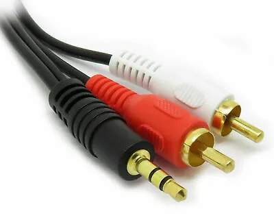 £4.19 • Buy 3.5mm Jack Phono RCA Cable To 2 Male RCA Phono Cable Audio Lead Stereo RED WHITE