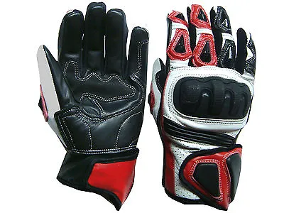Motorcycle Motorbike Italian TPU Knuckle Protection Professional Leather Gloves • £18.49