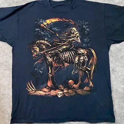 Skulbone Shirt Mens XXL Death Is Here Grim Reaper Horse Skulls Gothic Grunge • $19.02