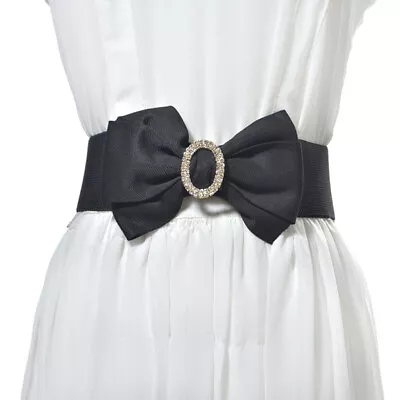 £6.49 • Buy Girls Ladies Women Crystal Bow Knot Buckle Waist Band Stretch Belt