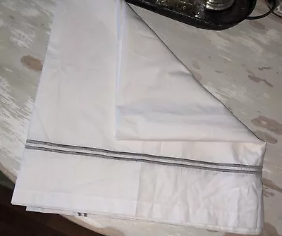 PO Restoration Hardware 100% Cotton White Grey Stripe Italian Shower Curtain 72  • $28