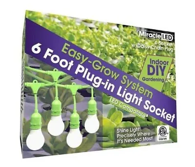 6FT Miracle LED 4 Light Socket Waterproof Plug Extension Cord Indoor Grow Garden • $19.99
