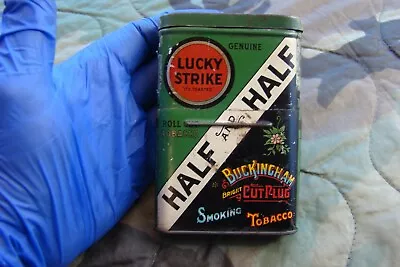 Vintage Tobacco Tin Lucky Strike Half & Half Tobacciana Cigarette Smoke • $18.50