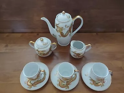 £100 • Buy Vintage 1940s 24kct Gold Japanese Dragon Lithophane Geisha Girl Tea Set 9 Pcs 