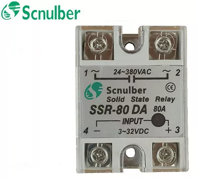 Scnulber Single-phase Solid State Relay SSR-80DA 80A 380VAC DC Control AC • $30.69
