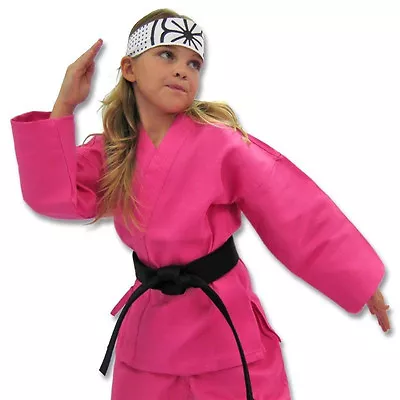 KANKU NEW Pink Karate Uniform Gi 7.5 Oz Adult Kids W/White Belt Tae Kwon Do  • $26.95