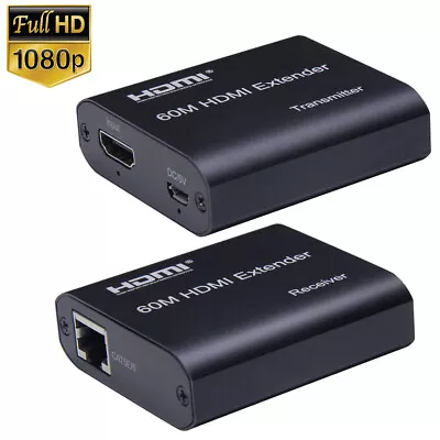 1080P HDMI Extender Over Cat5e/6 RJ45 Ethernet Cable Up To 60M EDID For PS4 TV • $27.99