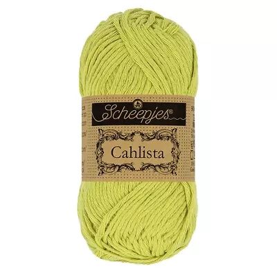 Cahlista 100% Un-mercerised Cotton Green Aran Yarn 50g - 512 Lime • £4.45