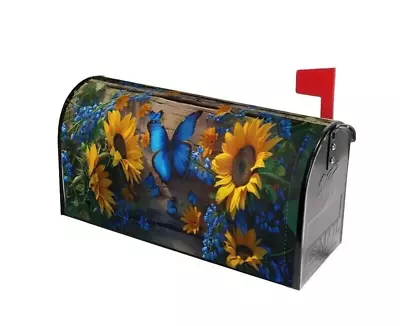 Magnetic Mailbox Cover Wrap Sunflowers Butterflies Mailbox Protector Decoration • $16.99