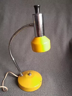 Vintage Yellow/Chrome Space Age 1950s MCM Goose Neck Lamp Design Atomic Light • $79