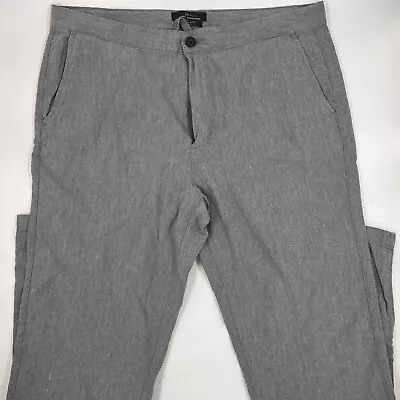 Marc Anthony Mens Pants Size 36/30 Gray Linen Straight Leg Flat Front Button • $15.99