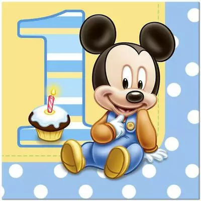 Disney Mickey Mouse 1st Birthday Party Lunch Dinner Napkins 16 Per Package NEW • $6.95