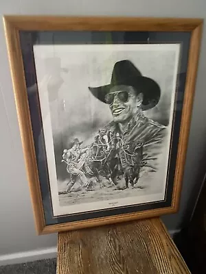 1992 Framed Pro Rodeo Hall Of Fame Jimmy Cooper Signed Print By PRCA Artist Dana • $35