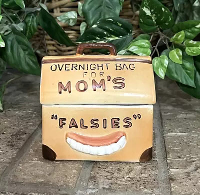 Vtg Ceramic Overnight Bag For Mom's Falsies Denture Holder Bradley 1961 • $24.99
