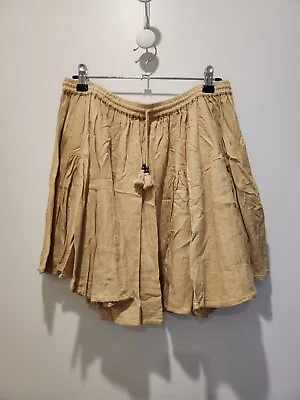 $60 • Buy 🤎💛🤎 Spell - Bella Linen Mini Skirt In Pale Gold/honey Colour- XL - EUC 🤎💛🤎