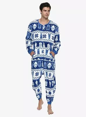 DR WHO TARDIS ONE SIZE UNION SUIT One Piece DALEKS FAIR ISLE Jump Body Thermal • $33.75