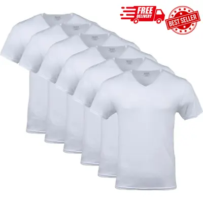 Gildan Men's V-Neck T-Shirts Multipack White (6-Pack) Large SHIPS FREE • $21.43