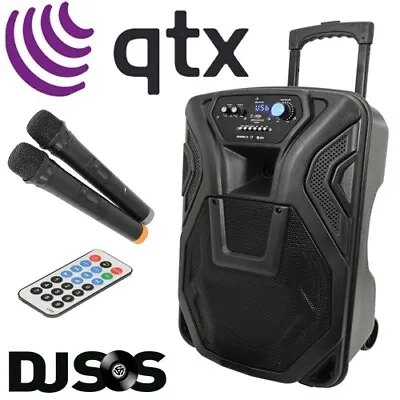 QTX Busker-15 Portable PA System Bluetooth VHF Wireless Microphone Party Zumba • £287.96