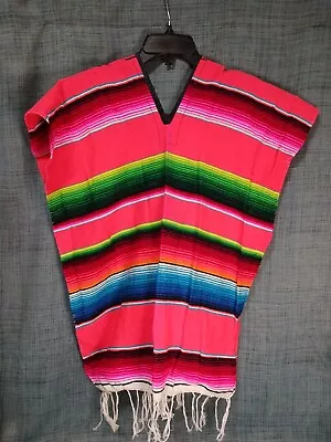 Serape Mexican Poncho - Multi Color - One Size Adult  • $10.95