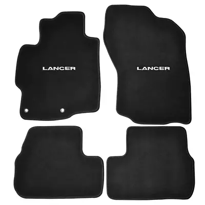 For 08-17 Mitsubishi Lancer Floor Mats Carpet Front & Rear Nylon Black W/ Emblem • $56.04