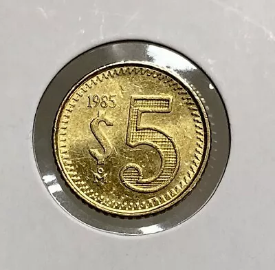 1985 MEXICO $5 Pesos Circulated Nice Coin BN Color KM#502 Brass W-3.1g Free Ship • $3.75