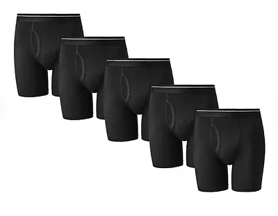 Member's Men's Boxer Briefs Cotton Stretch 2 Or 5 Boxer Briefs M L XL 2X Black • $34.99