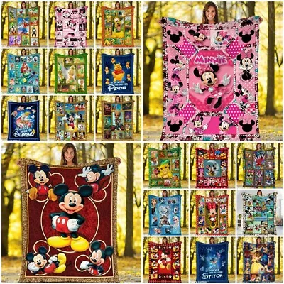 Disney Cartoon 3D Fleece Blanket Throw Sofa Bed Warm Soft Blanket Flannel Gift • £13.19
