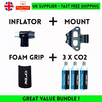 £19.99 • Buy XLC C02 Inflator PUMP + 3 X16g CO2 Cartridges + GRIP + Bike MOUNT CYCLE MTB 