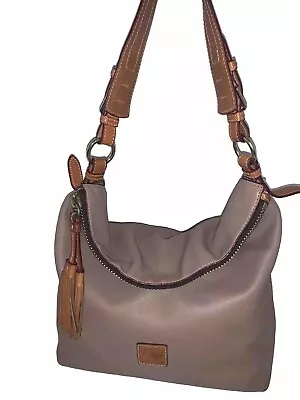 Dooney & Bourke Handbag Taupe Leather McKenzie With Tassels Large Hobo • £82.94