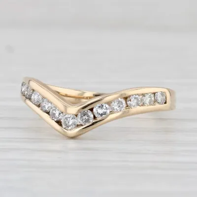 0.40ctw Diamond Contoured V Ring 14k Yellow Gold Wedding Band Guard • $329.99