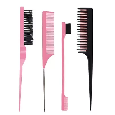 4Pcs Edge Brush Teasing Comb Set Hair Styling Combs For Women Girls Kids Men • £6.88