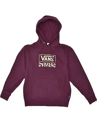 VANS Mens Graphic Hoodie Jumper XS Burgundy Cotton AD20 • £15.06