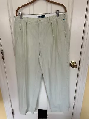  Men’s Polo By Ralph Lauren Andrew Green Seersucker Pants Size 36x30  • $24