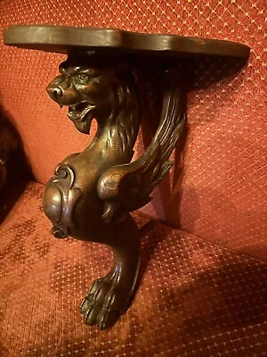 Antique Gargoyle Griffin Wooden Wall Shelf Gothic Dragon Grotesque • $750