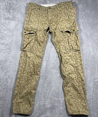 Levis Jeans Mens 31x32 Beige Tan Camouflage Cargo Straight Leg Thrashed Larp • $8.50