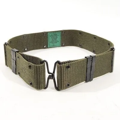 US Military Vietnam Era Nylon OD Green Pistol Belt Brass Buckle Belt Large MINT • $29.90