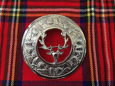  Kilt Brooch Chrome Finish/Scottish Fly Plaid Brooch Different Design.... • £6.99