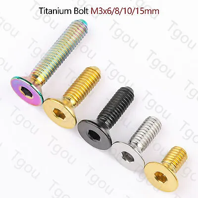 Tgou Titanium Bolt M3x6 8 10 15mm Countersunk Hex Head Screws GR5 Bike Fasteners • £1.50