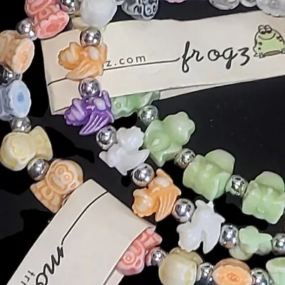 3 Trrtlz Acrylic Beaded Stretch Bracelets Frogs Monkeys & Dragons • $3