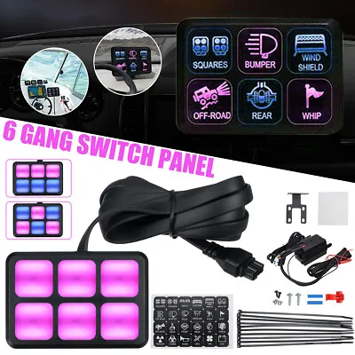 6 Gang Switch Panel LED Light Bar Circuit Control Box Car RV Boat Marine 12V/24V • $64.55