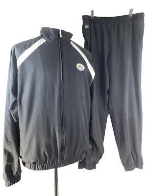 £149.99 • Buy Lacoste - Vintage Tracksuit - Black White Stripe - Jacket & Pants - EU6 - Large