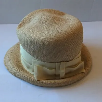 Valerie Modes Vintage Genuine Panama Woven Straw Boho Brimmed Bucket Hat • $30